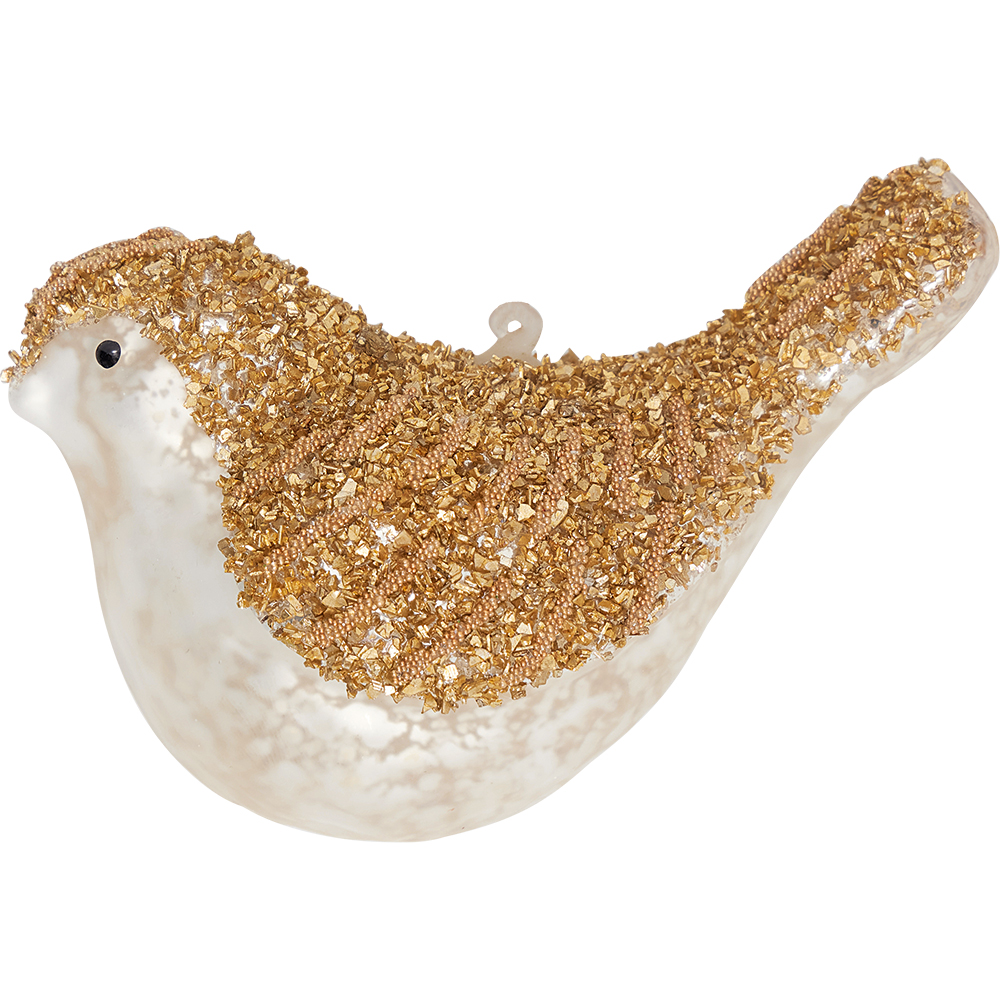 Greengate  Ornament glass bird antique gold Weihnachtsdekoration glitzeriger Vogel