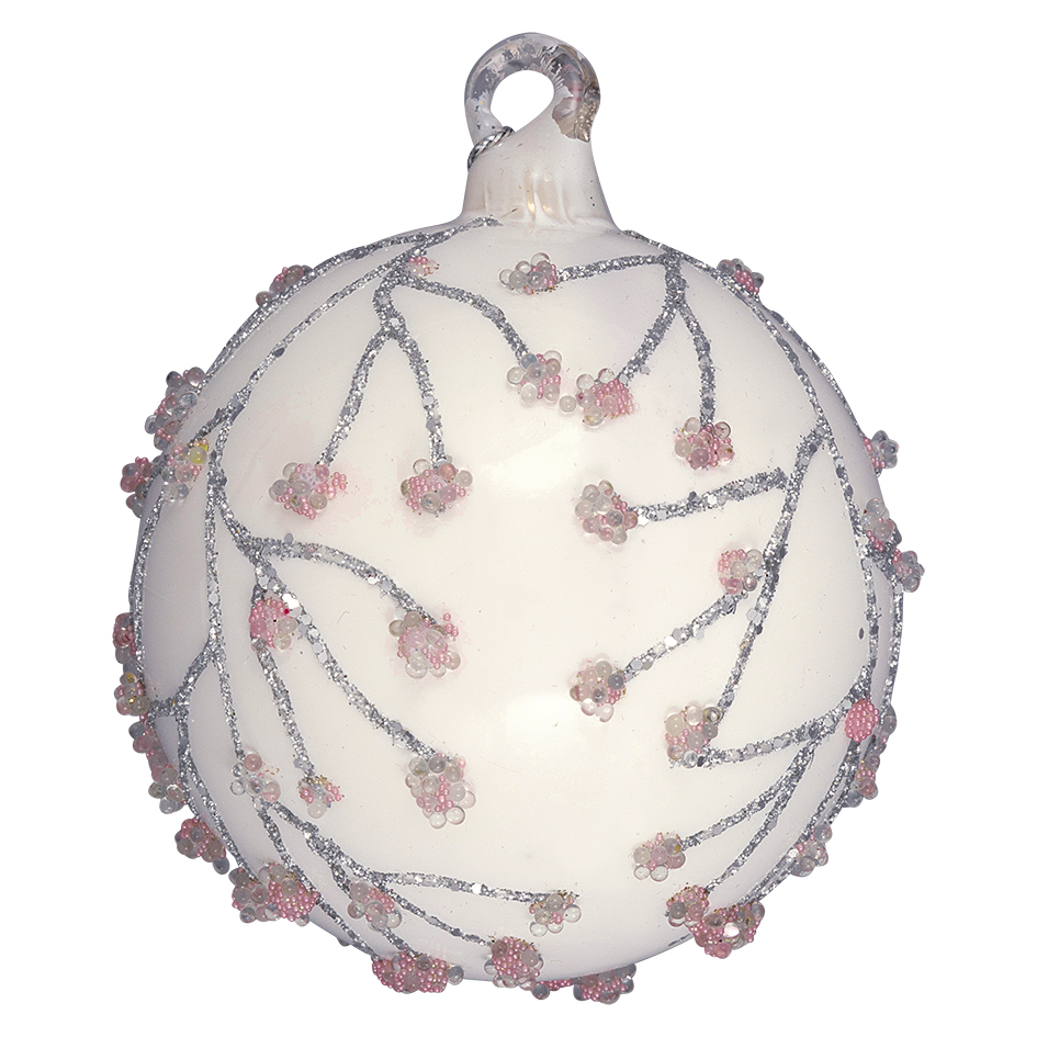 Greengate Weihnachtsbaumanhänger white berry pale pink Ball glass