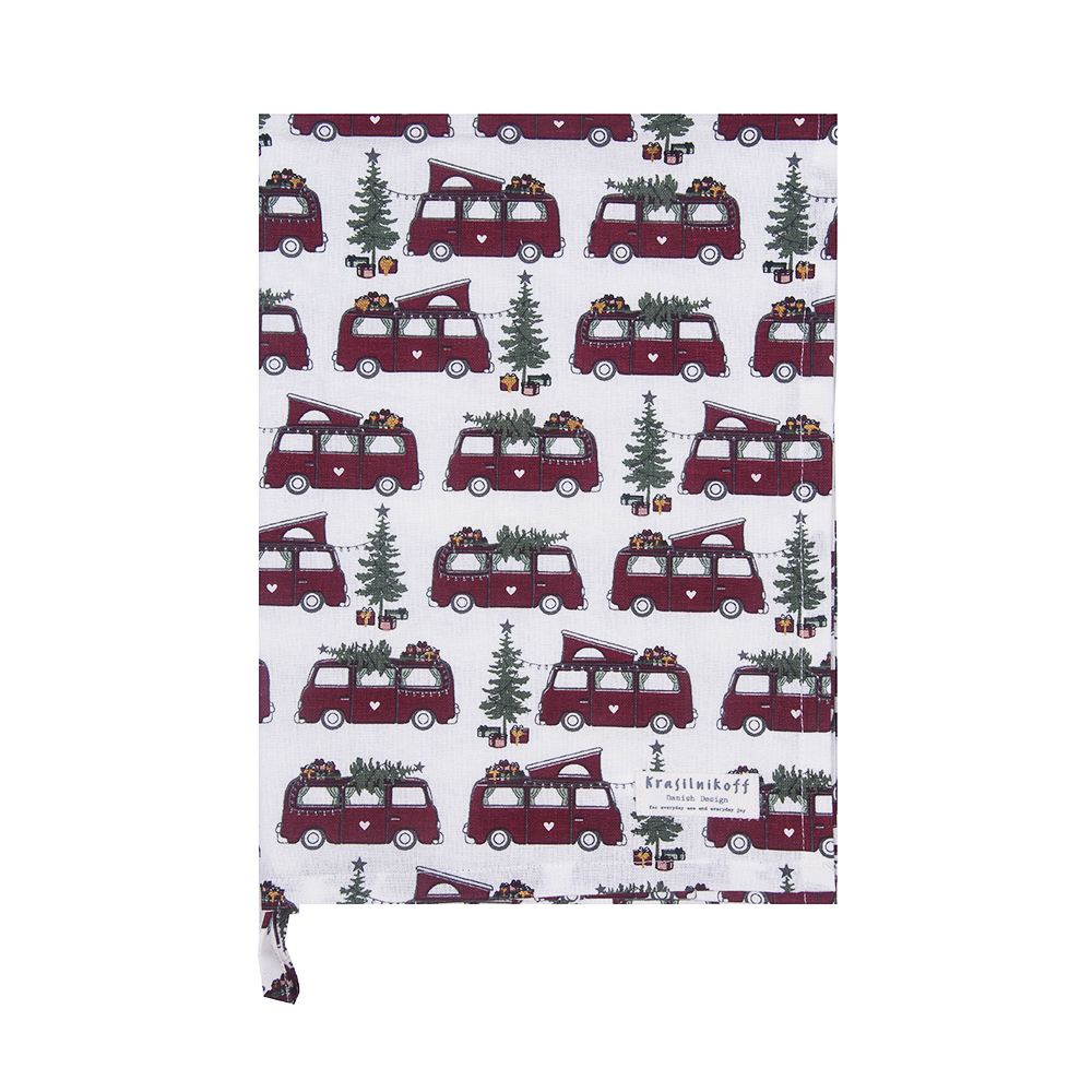 Krasilnikoff Geschirrtuch Christmas Camper red Teatowel