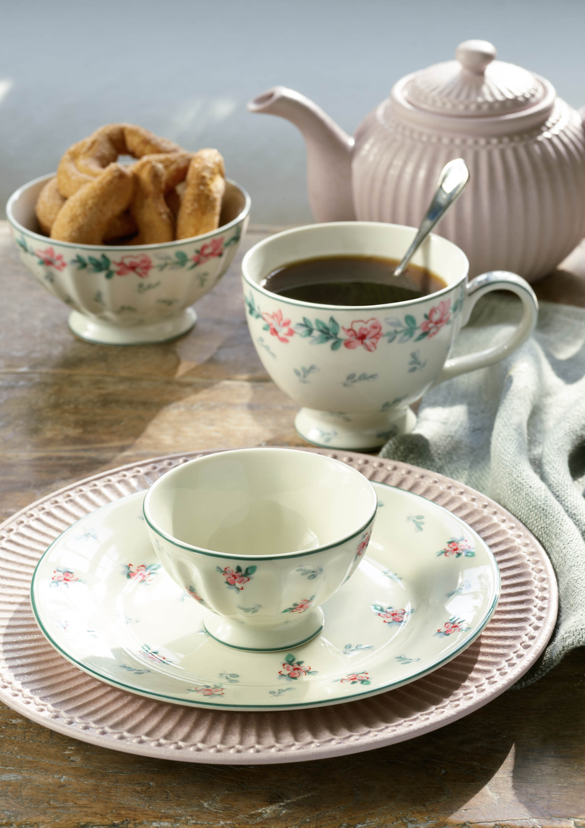 Greengate Tee/Kaffeekanne Alice  vintage rose rund