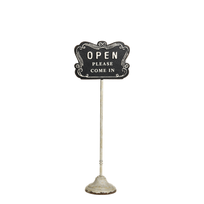 Chic Antique Schild auf Fuss Open/Closed