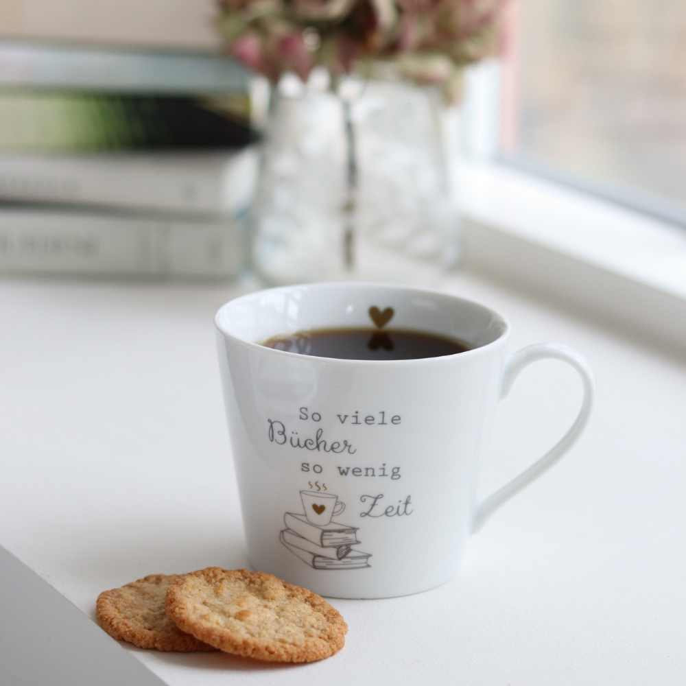 Krasilnikoff Happy Cup So viele Bücher so wenig Zeit Trinkbecher mit Henkel