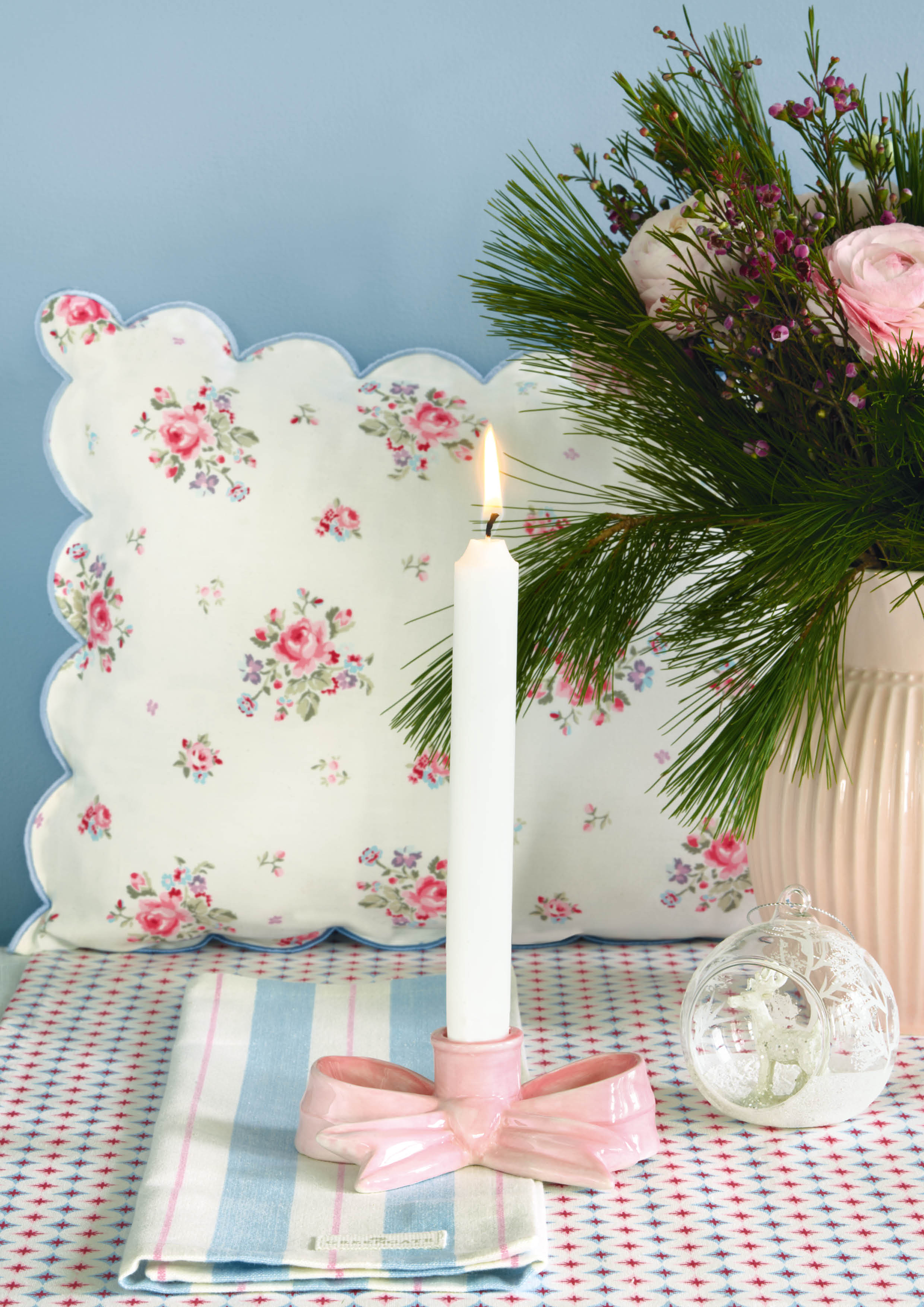 Greengate Kerzenhalter Schleife rosa Candle holder bow pale pink