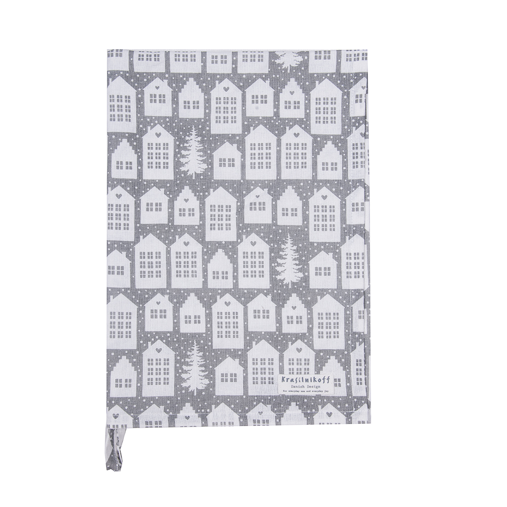 Krasilnikoff Geschirrtuch Sweet house grey