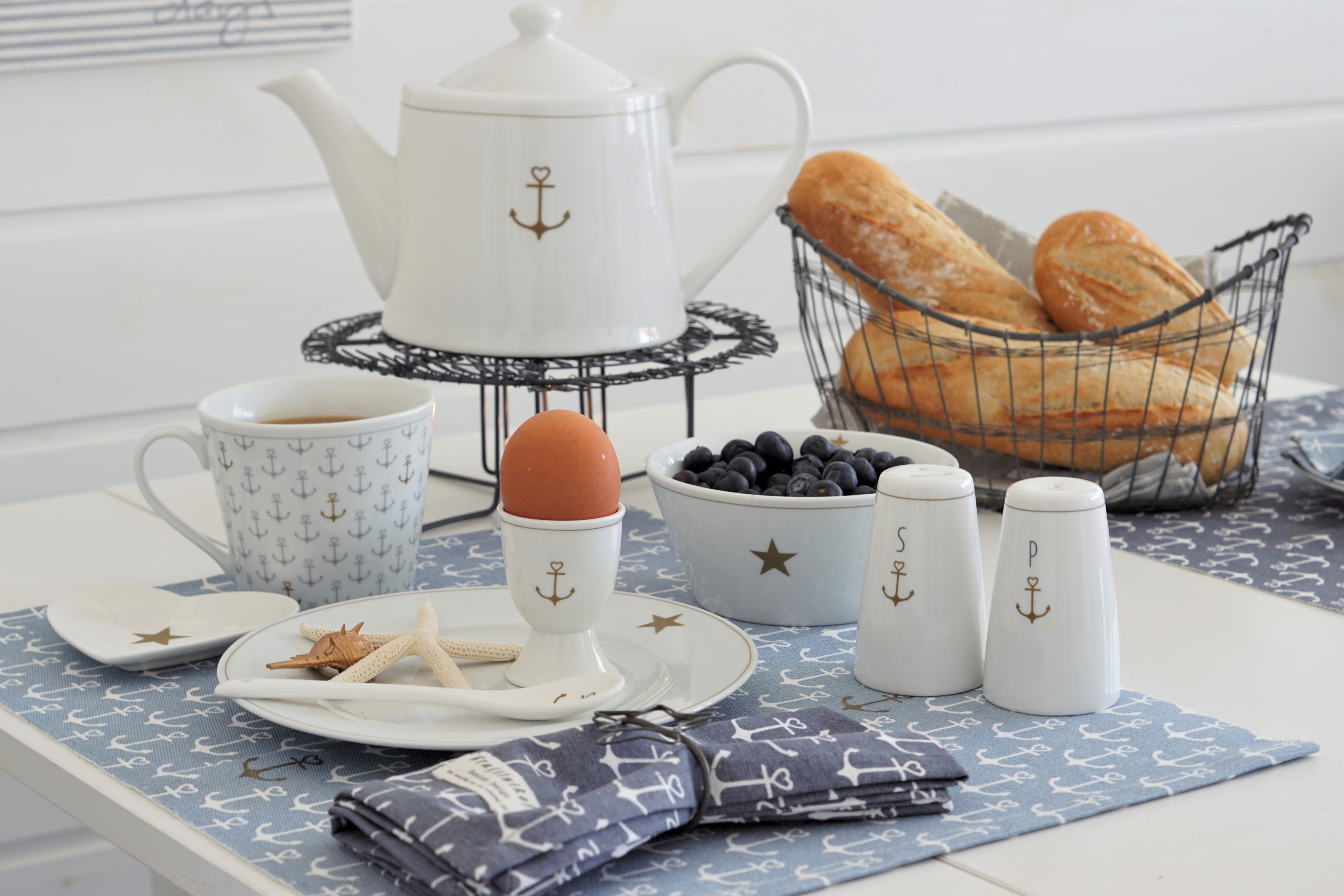 Krasilnikoff Tee/Kaffeekanne Goldener Anker golden anchor