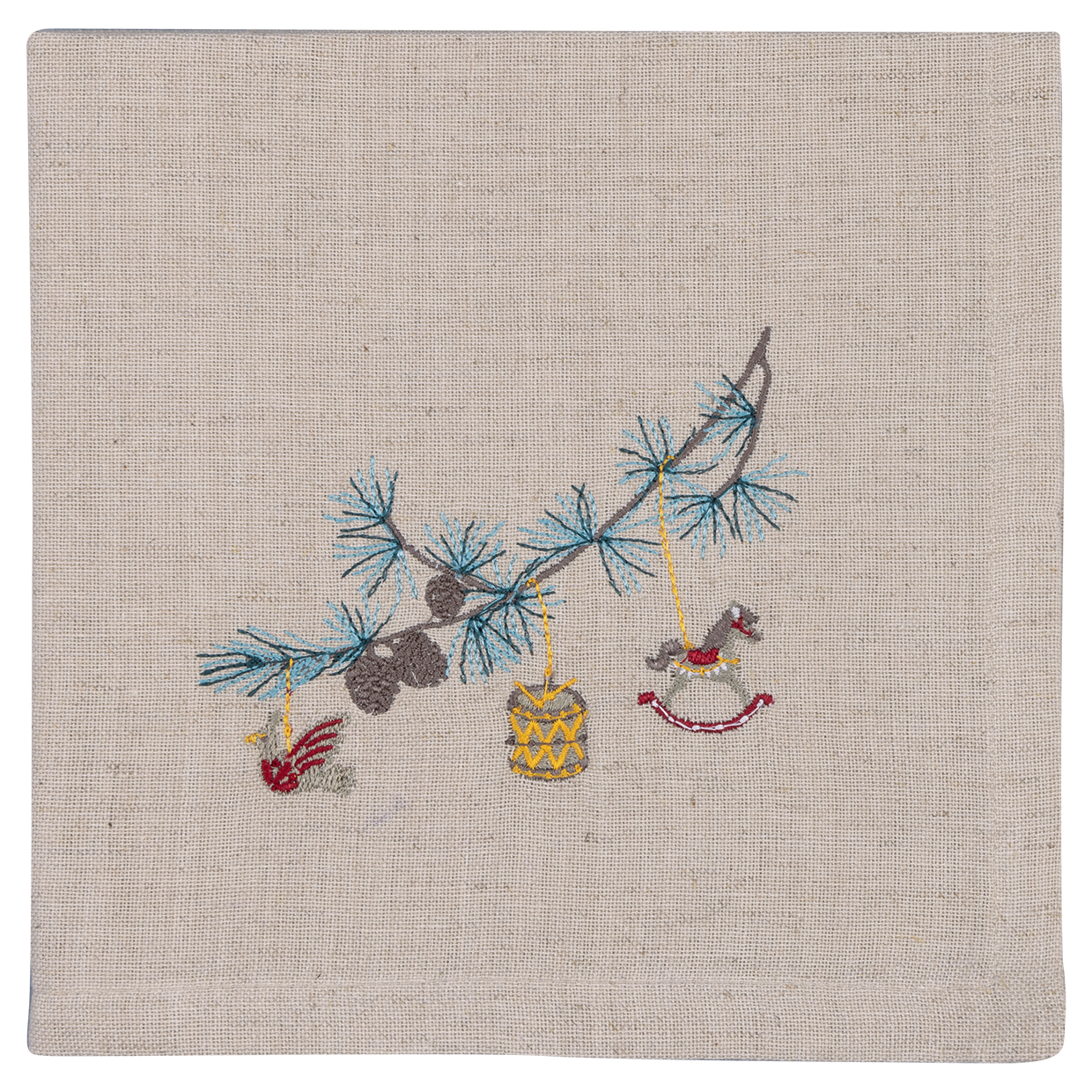 Greengate Stoffserviette Xmas branch pale grey w. embroidery mit Stickerei