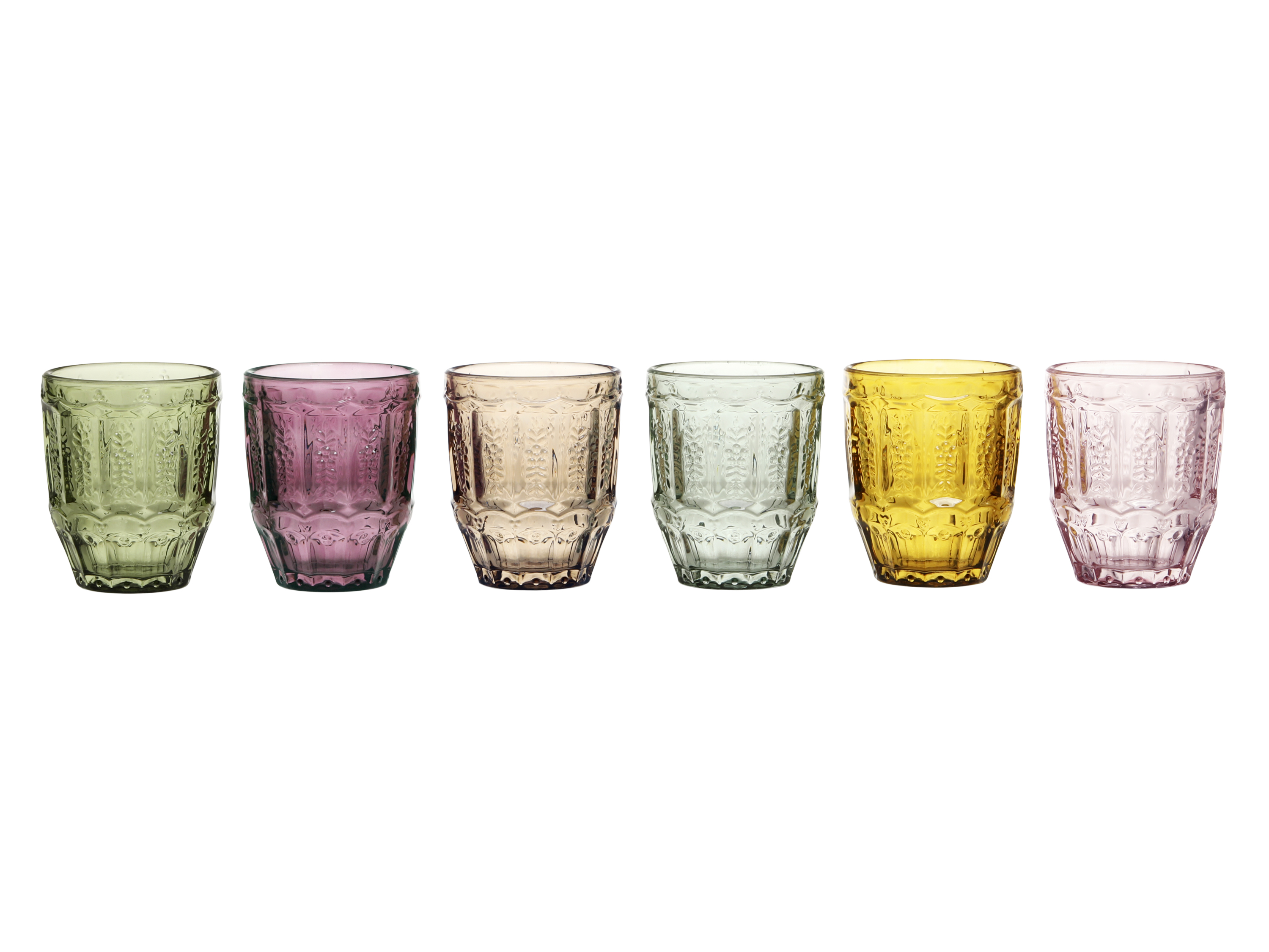 Chic Antique Saint-Emilion Gläser mit Muster assortierte Farben Set von 6 Stück