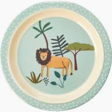 RICE Melamin Kinderteller blue jungle Melamine Kids Lunch plate blue jungle animals print