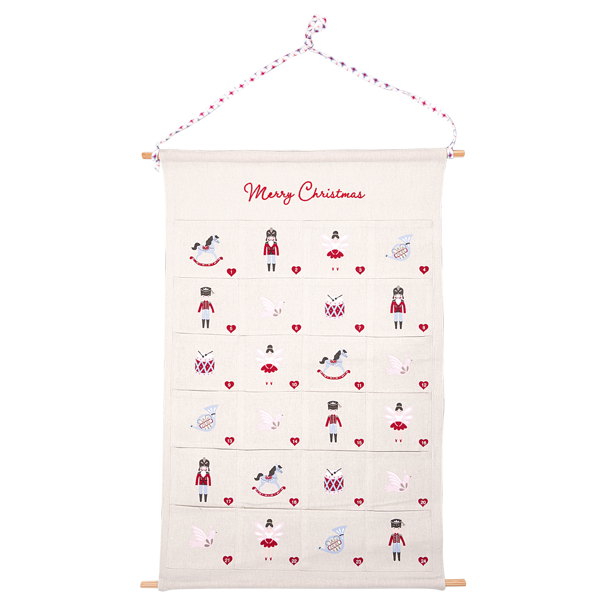 Greengate Adventkalender square Cindarella white Baumwolle