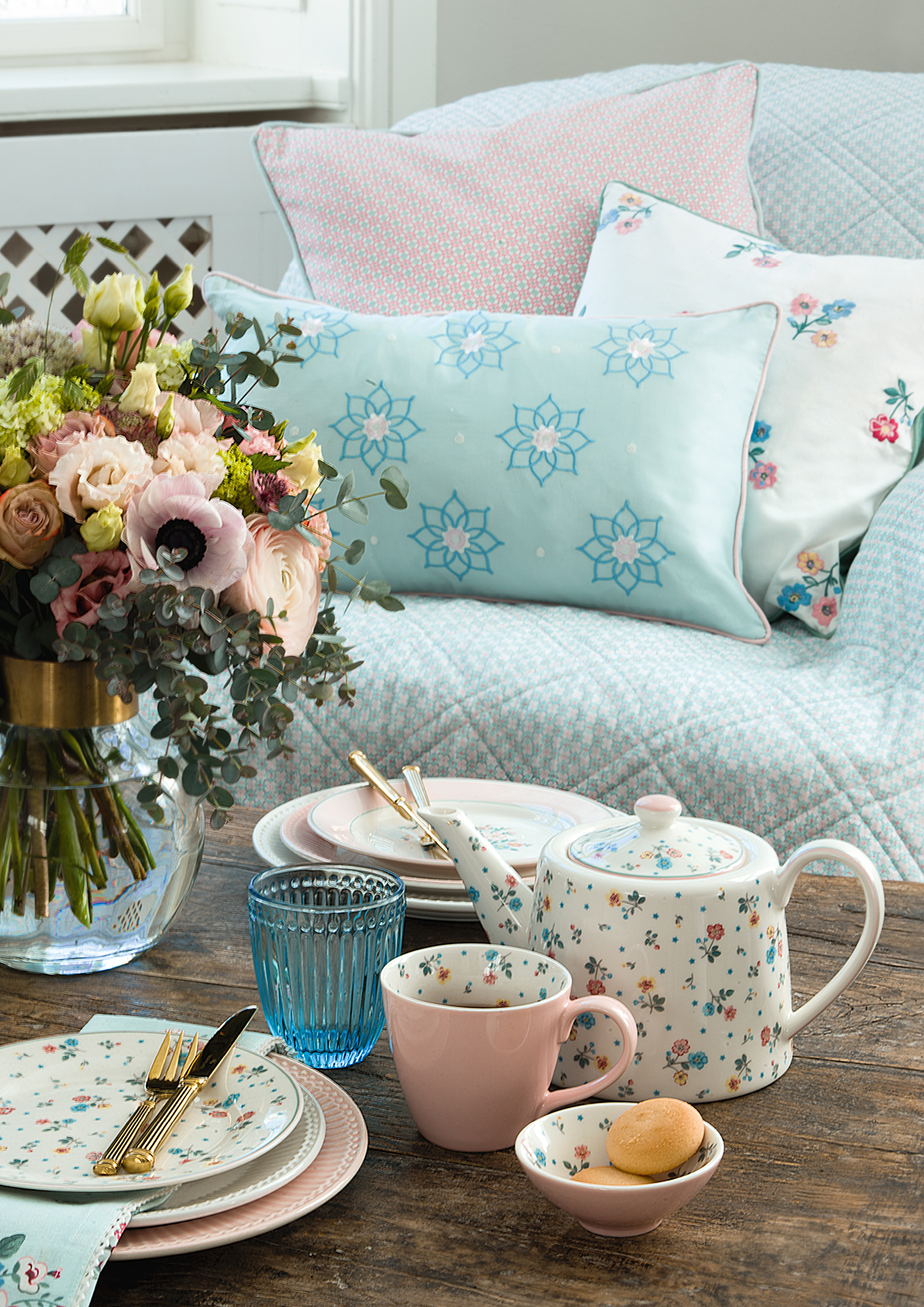 Greengate Kissenbezug Inge-Marie pale pink durchgesteppt